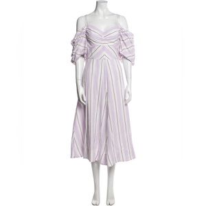 TANYA TAYLOR Striped Midi Length Dress